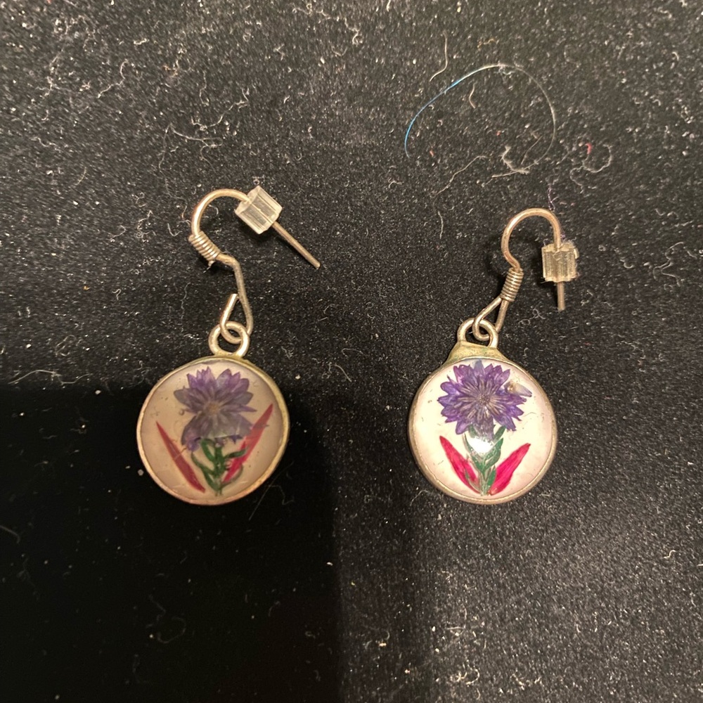 Amish pressed flower earrings.